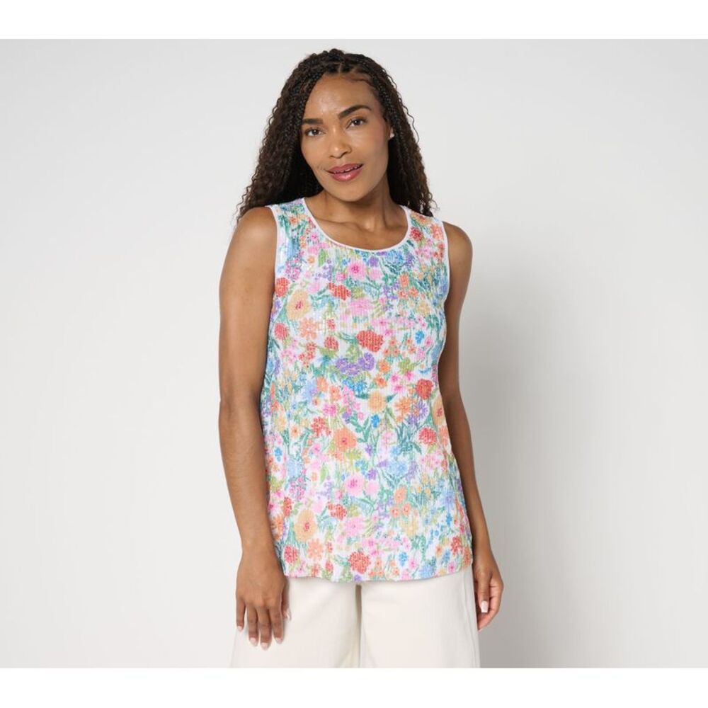 Top Knot Women's Sz XS Printed Sequin Knit Lined Scoop-Neck Multi-colored